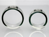 Saito - Family Crest - GENROKU Pattern Silver Emblem Ring Silver 950 with Blue Diamond or Diamond