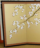 Tominaga Jyuho - Japanese Traditional Hand Paint Byobu (Gold Silk Folding Screen) - X133 - Free Shipping