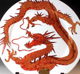 Fujii Kinsai Arita Japan - Akae Kinsai a painting of a dragon Ornamental plate 36.10 cm  赤絵金彩龍絵飾り大皿（径36.1ｃｍ）  - Free Shipping