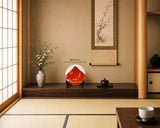 Fujii Kinsai Arita Japan - Shinshayu Kinsai Mt. Fuji ,Crain, Pine Ornamental plate 26.50 cm    辰砂釉金彩吉祥赤富士山松絵飾り大皿（径26.5ｃｍ）  - Free Shipping