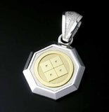 Saito - Family Crest  Emblem (18K Gold) ,  Octagonal Silber 950 pendant top - Medium size