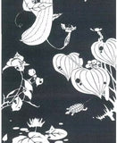 Ukiyo-e Tenugui -  Itō Jakuchū    Genpō Yōka   Dark gray   伊藤若冲　玄圃瑤華 - (Japanese Tenugui)