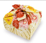 Asayama Misato - Flower bouquet / Beige   花束／ベージュ  70 x 70 cm Furoshiki (Japanese Wrapping Cloth)