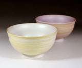 Fujii Kinsai Arita Japan - Youhen tsuyakeshiyu kinsai hakeme Japanese 2 Rice bowl and 2 Teacup (Yunomi) 4 Units set　窯変艶消し釉金彩刷毛目 飯碗・湯呑みセット - Free Shipping