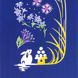 Kenema  -  Yoruni Tsuki to Usagi to   夜に月と兎と    (The dyed Tenugui)