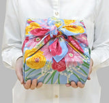 Asayama Misato - Flower bouquet / Blue  花束／ブルー  70 x 70 cm Furoshiki (Japanese Wrapping Cloth) (Copy)