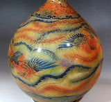 Fujii Kinsai Arita Japan - Yurisai Kinran Phonex  vase 29.40 cm (Superlative Collection) 　金襴手様式釉裏彩吉祥鳳凰絵花瓶　- Free Shipping