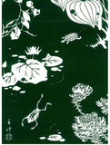 Ukiyo-e Tenugui -  Itō Jakuchū    Genpō Yōka   Dark green   伊藤若冲　玄圃瑤華 - (Japanese Tenugui)