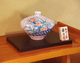 Fujii Kinsai Arita Japan - Somenishiki Shuun Nadeshiko Vase 14.90 cm  染錦朱雲撫子絵飾り花瓶  - Free Shipping