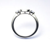 Saito - Family crest (silver 950) with 2 diamonds ring (silver 925)