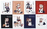 Lucky Cat  福まねき猫 -  Four-character idioms 四字熟語 - Japanese Tradition Cotton Towel (The dyed Tenugui) - 34cm x 90cm