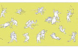 Ukiyo-e Tenugui -  Chojyugiga    Lemon yellow  鳥獣人物戯画  - (Japanese Tenugui)