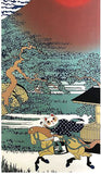 Lucky Cat  福まねき猫 - Red fuji  赤富士 - Japanese Traditional Cotton Towel (The dyed Tenugui) - 34cm x 90cm