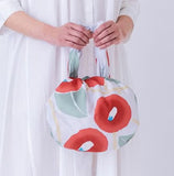 Takehisa Yumeji - Tsubaki (Camellia) Light gray  つばき  ライトグレー 　21181-229 - Furoshiki 90 x 90 cm