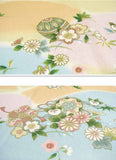Chirimen Sansaku Furoshiki 100% silk  - Flowers in the Distant Mountains  遠山に花 - Furoshiki (Japanese Wrapping Cloth)　68 x 68 cm 正絹さざ波ちりめん友仙ふろしき　