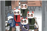 Lucky Cat  福まねき猫 - Nihonbashi  日本橋 - Japanese Traditional Cotton Towel (The dyed Tenugui) - 34cm x 90cm