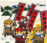 Lucky Cat  福まねき猫 - Battle  合戦（かっせん）(kassen) - Japanese Tradition Cotton Towel (The dyed Tenugui) - 34cm x 90cm