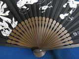 Traditional handcrafted Kyoto Sensu (folding fan)- Ito Jakuchu Genpo Youka　伊藤若冲の拓版画集 　「玄圃瑤華」 - Black