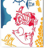 Kenema - Moomin Characters series - Moomin & Marine   ムーミン＆マリン   (The dyed Tenugui)