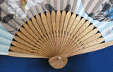 Traditional handcrafted Kyoto Sensu (folding fan) - Ito Jakuchu 伊藤若冲 「花卉天井画」- Tessen & Ajisai - Blue