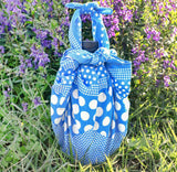 Konomi - Polka-Dot Furoshiki-Blue    ポルカドット／ライトブルー    50 x 50 cm Futoshiki (Japanese Wrapping Cloth)