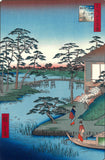 Utagawa Hiroshige - No.092 Mokuboji Temple and Vegetable Fields on Uchigawa Inlet  木母寺内川御前栽畑  - One hundred Famous View of Edo - Free shipping