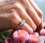 Saito - Family crest (silver 950) with 2 diamonds ring (silver 925)