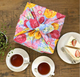 Asayama Misato - Flower bouquet / Blue  花束／ブルー  70 x 70 cm Furoshiki (Japanese Wrapping Cloth) (Copy)