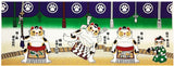 Lucky Cat  福まねき猫 - Sumo　相撲 - Japanese Traditional Cotton Towel (The dyed Tenugui) - 34cm x 90cm