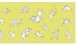 Ukiyo-e Tenugui -  Chojyugiga    Lemon yellow  鳥獣人物戯画  - (Japanese Tenugui)