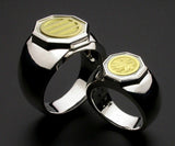 Saito - 18Kt Gold Family Crest - Octagon shape Ring Silver 925