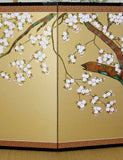 Tominaga Jyuho - Japanese Traditional Hand Paint Byobu (Gold Silk Folding Screen) - X133 - Free Shipping