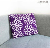 DOTCH DOTCH（どっちどっち) - Flowers and Cats/Purple x Blue A   花とねこ／紫×青Ａ  - Furoshiki    105 x 105 cm