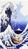 Lucky Cat  福まねき猫 - Wave Fuji  波富士 - Japanese Traditional Cotton Towel (The dyed Tenugui) - 34cm x 90cm