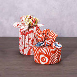 Isamonyou -  Double-Sided Dyeing Tubaki (Camellia) 48 伊砂文様 両面 椿 オレンジ/ブルー  20479-143 - Furoshiki (Japanese Wrapping Cloth)