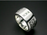Saito - Family Crest - GENROKU Pattern Silver Emblem Ring Silver 950 with Blue Diamond or Diamond