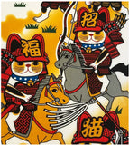 Lucky Cat  福まねき猫 - Battle  合戦（かっせん）(kassen) - Japanese Tradition Cotton Towel (The dyed Tenugui) - 34cm x 90cm