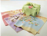 Chirimen Sansaku Furoshiki 100% silk  - Touyama ni Hana  遠山に花  - Furoshiki (Japanese Wrapping Cloth)　68 x 68 cm 正絹さざ波ちりめん友仙ふろしき　　