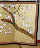 Tominaga Jyuho - Japanese Traditional Hand Paint Byobu (Gold Silk Folding Screen) - X133 - Free Shipping