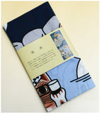 Lucky Cat  福まねき猫 -  Hot spring 温泉 (Onsen)- Japanese Tradition Cotton Towel (The dyed Tenugui) - 34cm x 90cm