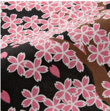 Lucky Cat  福まねき猫 - Night cherry blossoms 夜桜 (Yozakura) - Japanese Tradition Cotton Towel (The dyed Tenugui) - 34cm x 90cm