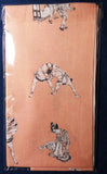 Ukiyo-e Tenugui - Katsushika Hokusai  100 characters  Pink   葛飾北斎  人物百態  - (Japanese Tenugui)