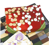 Kawashima - Chirimen Yuzen - Shoufuku Baika 咲福梅花（ショウフクバイカ） - Furoshiki 68 x 68 cm  (Japanese Wrapping Cloth)