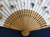 Traditional handcrafted Kyoto  Sensu (folding fan) - Utagawa Hiroshige 歌川広重 　猫 - Cats - White