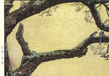 Yoshida Toshi - #015106 Jyuzu kake no Ume (Plum tree ＆ Blue Magpie)   吉田遠志 木版画  015106 数珠かけの梅 Plum tree ＆ Blue Magpie  - Free Shipping