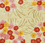Asayama Misato - Flower bouquet / Beige   花束／ベージュ  70 x 70 cm Furoshiki (Japanese Wrapping Cloth)