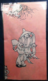 Ukiyo-e Tenugui -  Chojyugiga   Pink   鳥獣人物戯画  - (Japanese Tenugui)