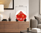 Fujii Kinsai Arita Japan - Shinshayu Kinsai Mt. Fuji ,Crain, Sakura Ornamental plate 26.50 cm   辰砂釉金彩吉祥赤富士山桜絵飾り大皿（径26.5ｃｍ） - Free Shipping