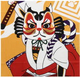 Lucky Cat  福まねき猫 - Kabuki Shibaraku 　歌舞伎　暫 - Japanese Traditional Cotton Towel (The dyed Tenugui) - 34cm x 90cm