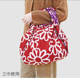 DOTCH DOTCH（どっちどっち) -   Flowers and Cats/Red x Purple B   花とねこ／赤×紫 B - Furoshiki    105 x 105 cm